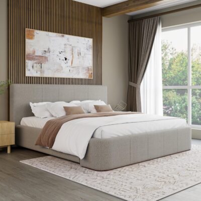 Alternative view of Harrod 78" King Platform Bed in Mushroom and Walnut