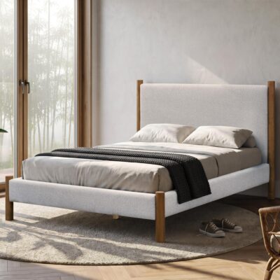 Alternative view of Zoran 54" Double Platform Bed in Mushroom and Walnut