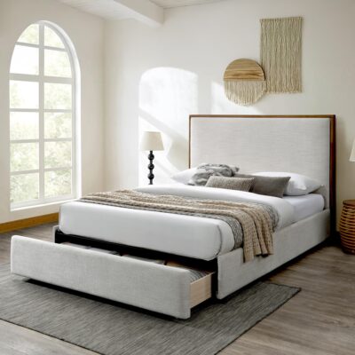 Alternative view of Andover 60" Queen Platform Bed with Drawer in Oat