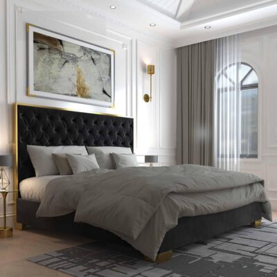 Alternative view of Lucille 78" King Bed in Black and Gold