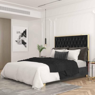Alternative view of Lucille 60" Queen Bed in Black and Gold