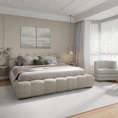 Alternative view of Pasha 78" King Platform Bed in Beige Pearl
