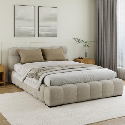 Alternative view of Pasha 60" Queen Platform Bed in Beige Pearl