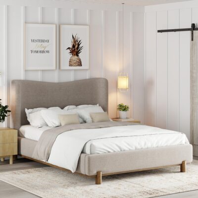 Alternative view of Isadora 60" Queen Platform Bed in Dark Beige