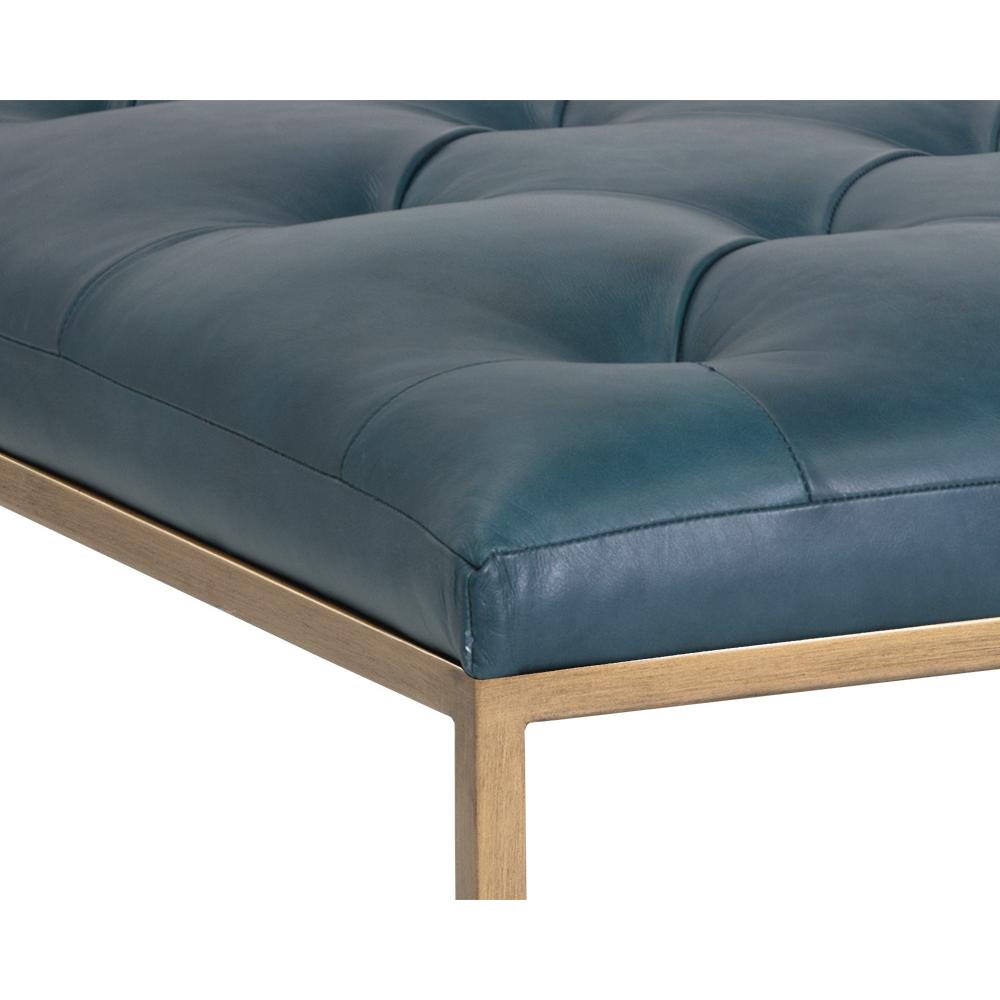 Endall Ottoman - Antique Brass - Vintage Peacock Leather - Image 4