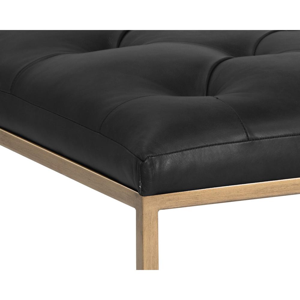 Endall Ottoman - Antique Brass - Vintage Black Night Leather - Image 4