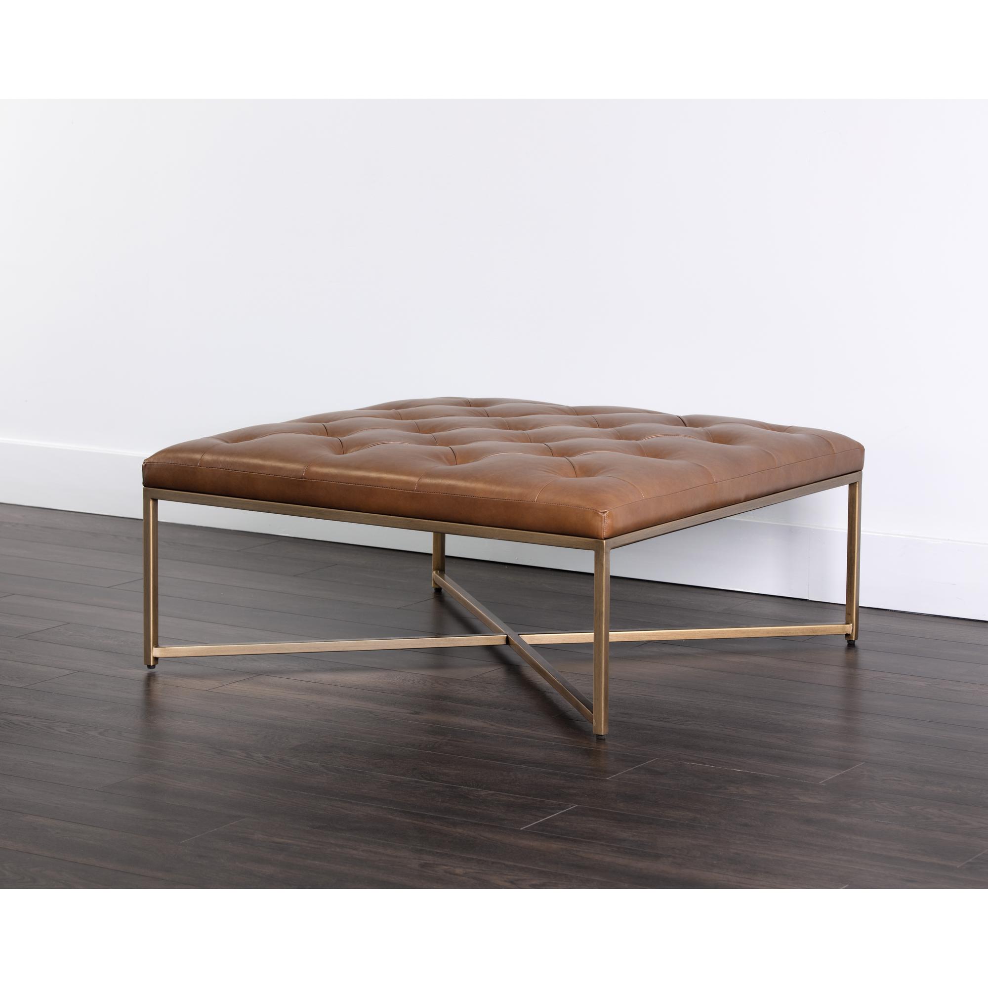 Endall Ottoman - Antique Brass - Vintage Camel Leather - Image 3