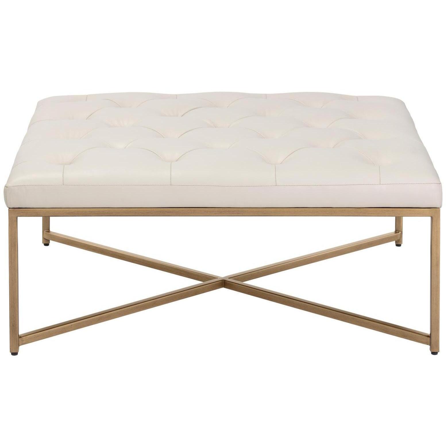 Endall Ottoman - Antique Brass - Vintage Vanilla Leather - Image 2