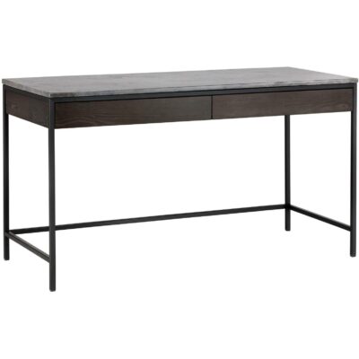Alternative view of Stamos Desk - Black - Grey Marble / Charcoal Grey