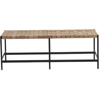 Alternative view of Omari Bench - Suede Light Tan Leather