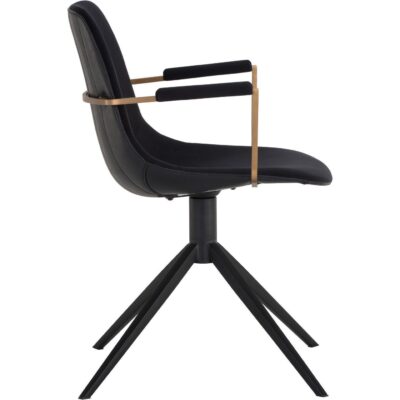 Alternative view of Cassius Swivel Dining Armchair - Abbington Black / Bravo Black
