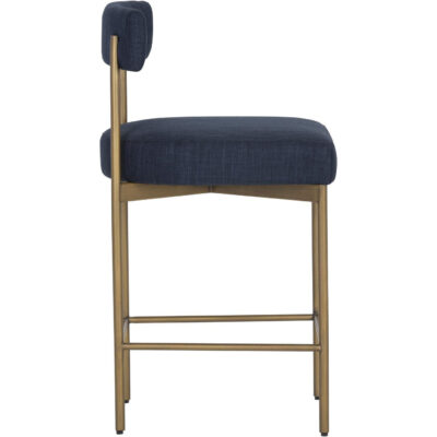 Alternative view of Seneca Counter Stool - Antique Brass - Arena Navy