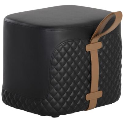 Alternative view of Axio Ottoman - Napa Black / Napa Cognac