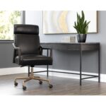 Collin Office Chair - Brown - Cortina Black Leather - Image 10