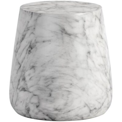 Alternative view of Aries Side Table - Marble Look - White