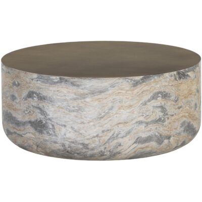 Alternative view of Diaz Coffee Table - Marble Look - Antique Brass