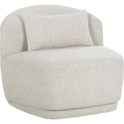 Soraya Swivel Armless Chair - Dove Cream