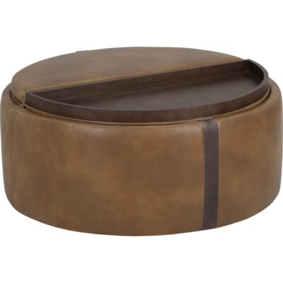 Borelli Wheeled Storage Ottoman - Tobacco Tan / Autumn Chestnut