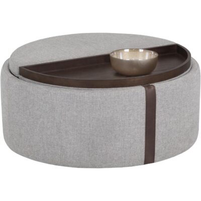 Borelli Wheeled Storage Ottoman - Belfast Heather Grey / Autumn Chestnut