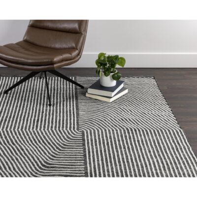 Alternative view of Serene Hand-Woven Rug - Black / White - 5' X 8'