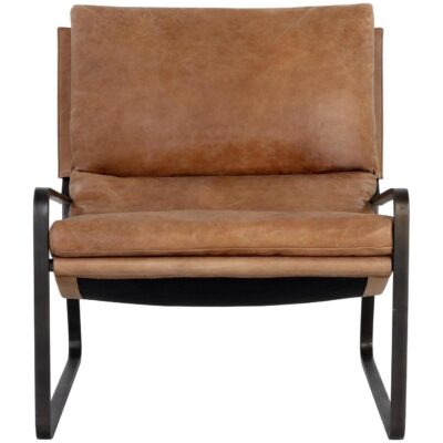 Alternative view of Zancor Lounge Chair - Gunmetal - Tan Leather