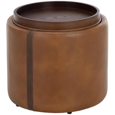 Alternative view of Borelli Storage Ottoman - Tobacco Tan / Autumn Chestnut