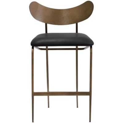 Alternative view of Gibbons Counter Stool - Antique Brass - Charcoal Black Leather