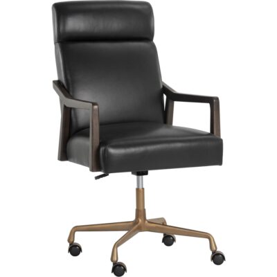 Collin Office Chair - Brown - Cortina Black Leather