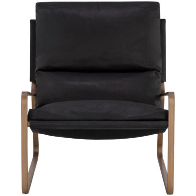 Alternative view of Zancor Lounge Chair - Antique Brass - Charcoal Black Leather