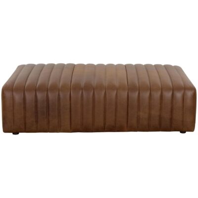 Alternative view of Lewin Ottoman - Rectangular - Aged Cognac Leather