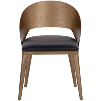 Alternative view of Dezirae Dining Chair - Antique Brass - Charcoal Black Leather