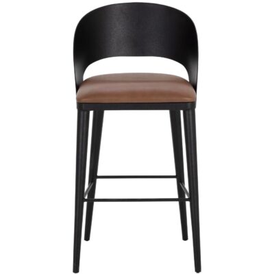 Alternative view of Dezirae Barstool - Black - Cognac Leather