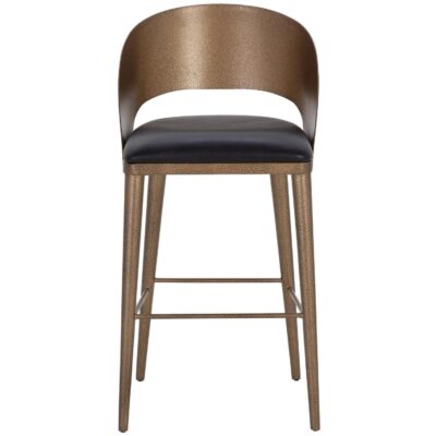 Alternative view of Dezirae Barstool - Antique Brass - Charcoal Black Leather