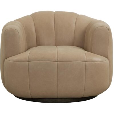 Alternative view of Tadeo Swivel Lounge Chair - Dark Brown - Sahara Sand Leather