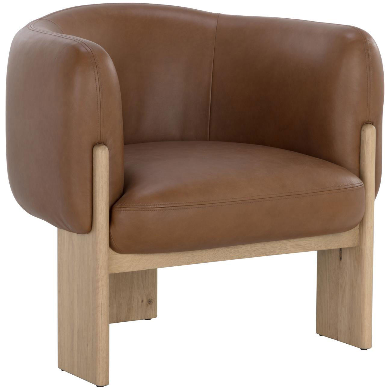 Trine Lounge Chair - Rustic Oak - Vintage Camel Leather
