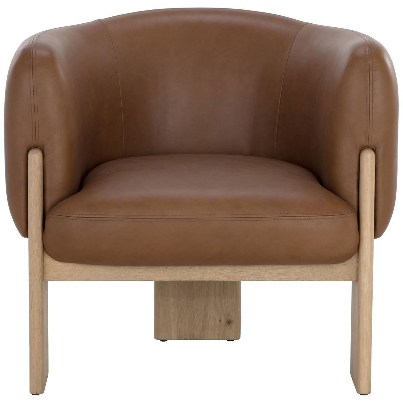 Trine Lounge Chair - Rustic Oak - Vintage Camel Leather - Image 2