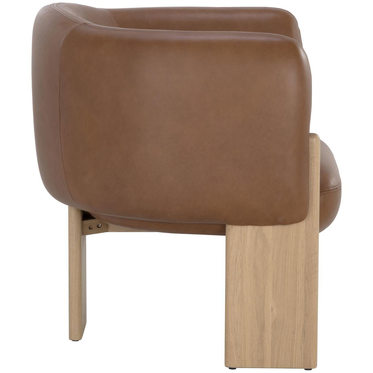 Trine Lounge Chair - Rustic Oak - Vintage Camel Leather - Image 3