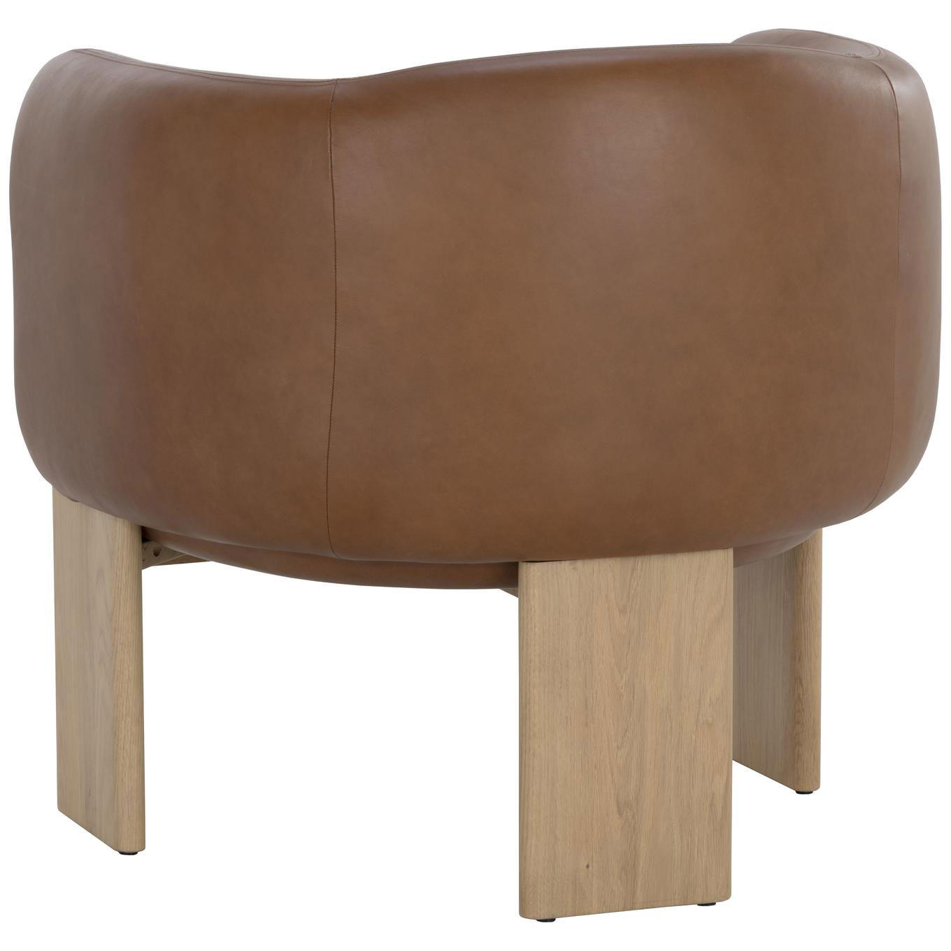 Trine Lounge Chair - Rustic Oak - Vintage Camel Leather - Image 4