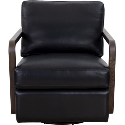 Alternative view of Castell Swivel Lounge Chair - Brown - Cortina Black Leather