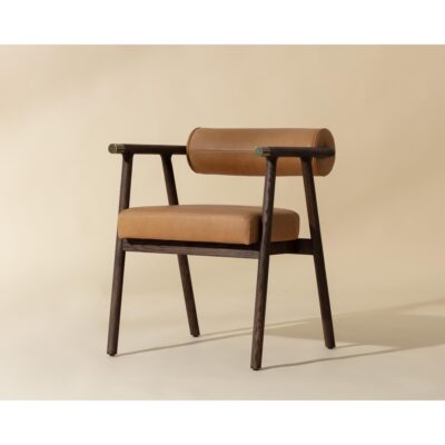 Sova Dining Armchair - Antique Brown - Sahara Camel Leather