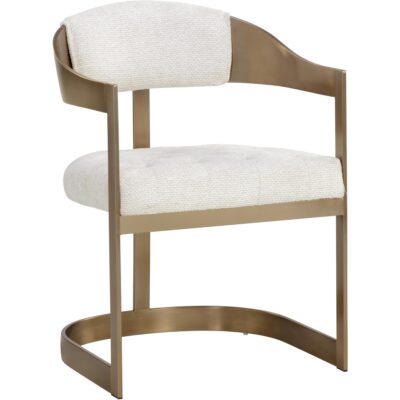 Beaumont Dining Armchair - Antique Brass - Rhea Light Barley