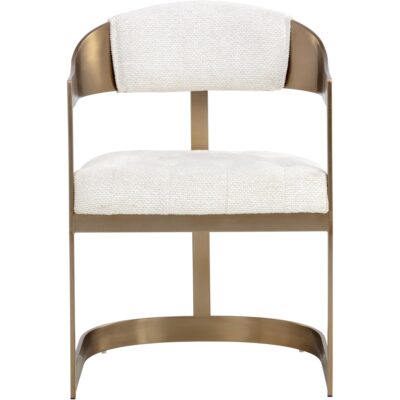 Alternative view of Beaumont Dining Armchair - Antique Brass - Rhea Light Barley