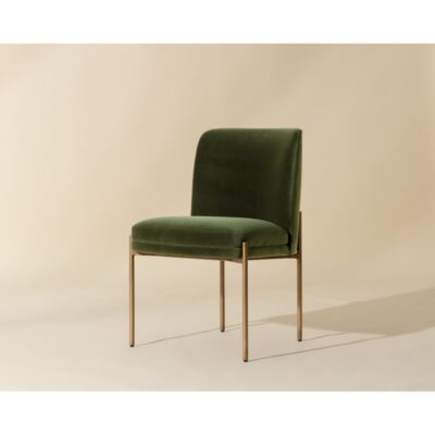 Richie Dining Chair - Antique Brass - Forest Green