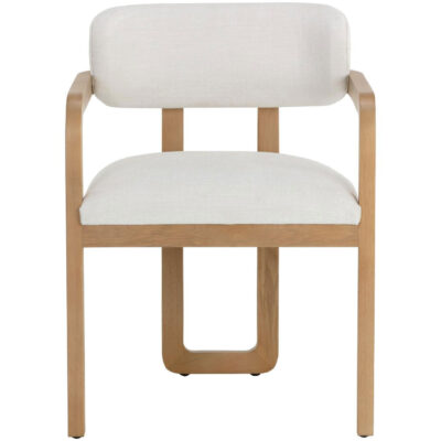 Alternative view of Madrone Dining Armchair - Rustic Oak - Heather Ivory Tweed