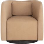 Emilie Swivel Lounge Chair - Nubuck Tan Leather - Image 2
