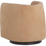 Emilie Swivel Lounge Chair - Nubuck Tan Leather - Image 4