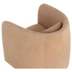 Emilie Swivel Lounge Chair - Nubuck Tan Leather - Image 5