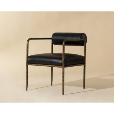Ajani Dining Armchair - Charcoal Black Leather