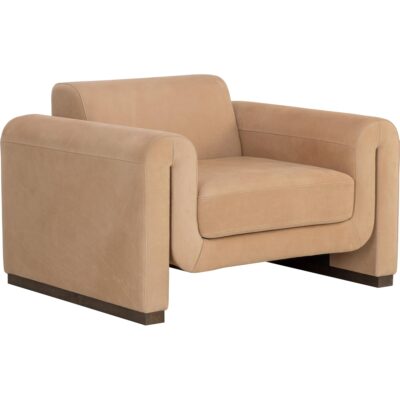 Romer Armchair - Distressed Brown - Nubuck Tan Leather