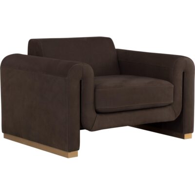 Romer Armchair - Brushed Gold - Nubuck Cocoa Leather
